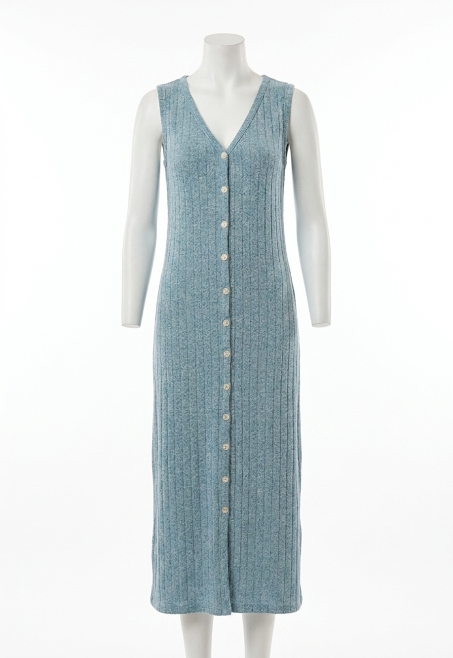 NEW SIX/FIFTY sutton ribbed button dress in blue